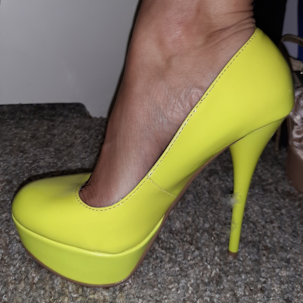 Neon yellow heels
